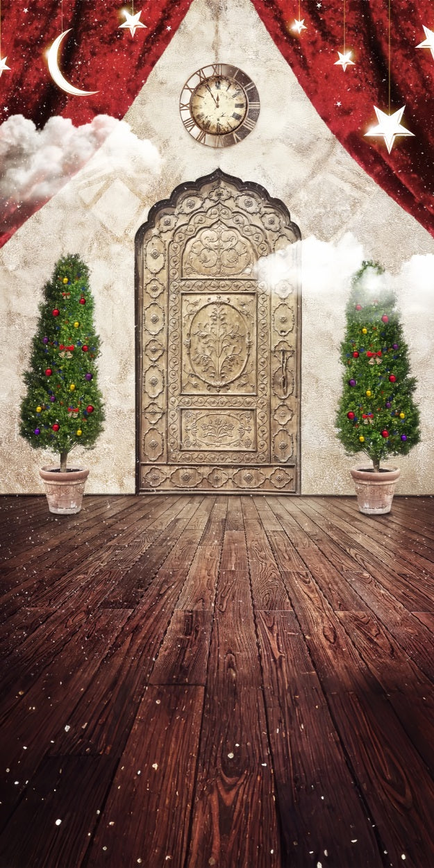 Christmas Eve Nighttime Door Sweep Photography Backdrop BRP10-533