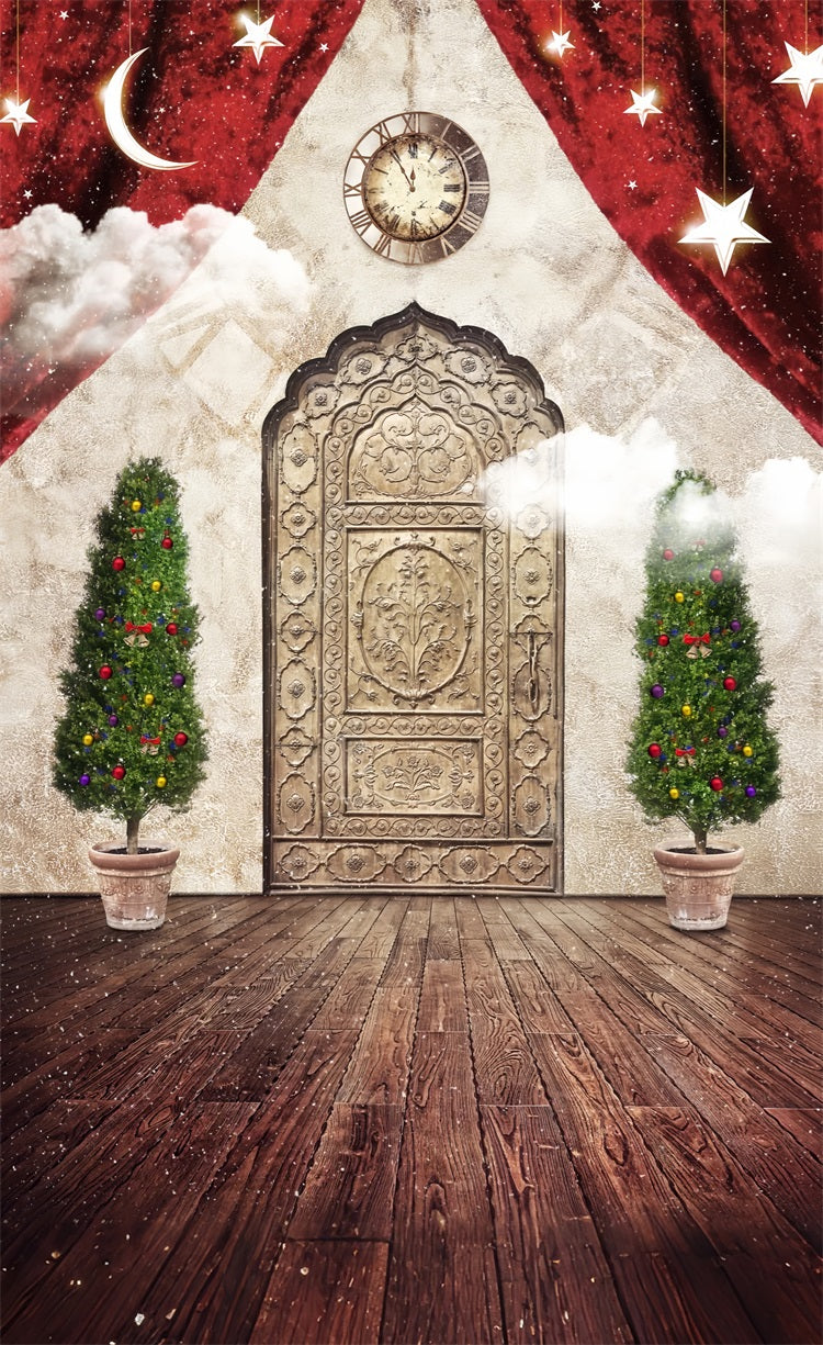 Christmas Eve Nighttime Door Sweep Photography Backdrop BRP10-533