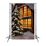 Winter Warm Light Shining Frosty Windows Backdrop BRP10-54