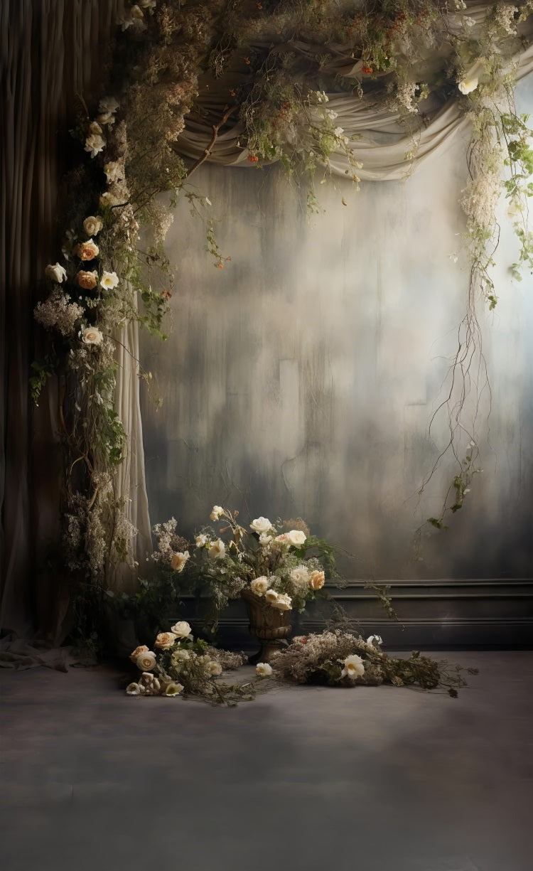 Retro Floral Sweep Fine Art Style Backdrop BRP10-541