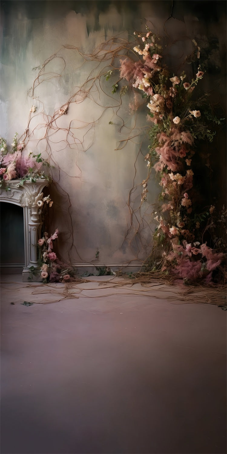 Pink Floral Wall Sweep Fine Art Backdrop BRP10-552