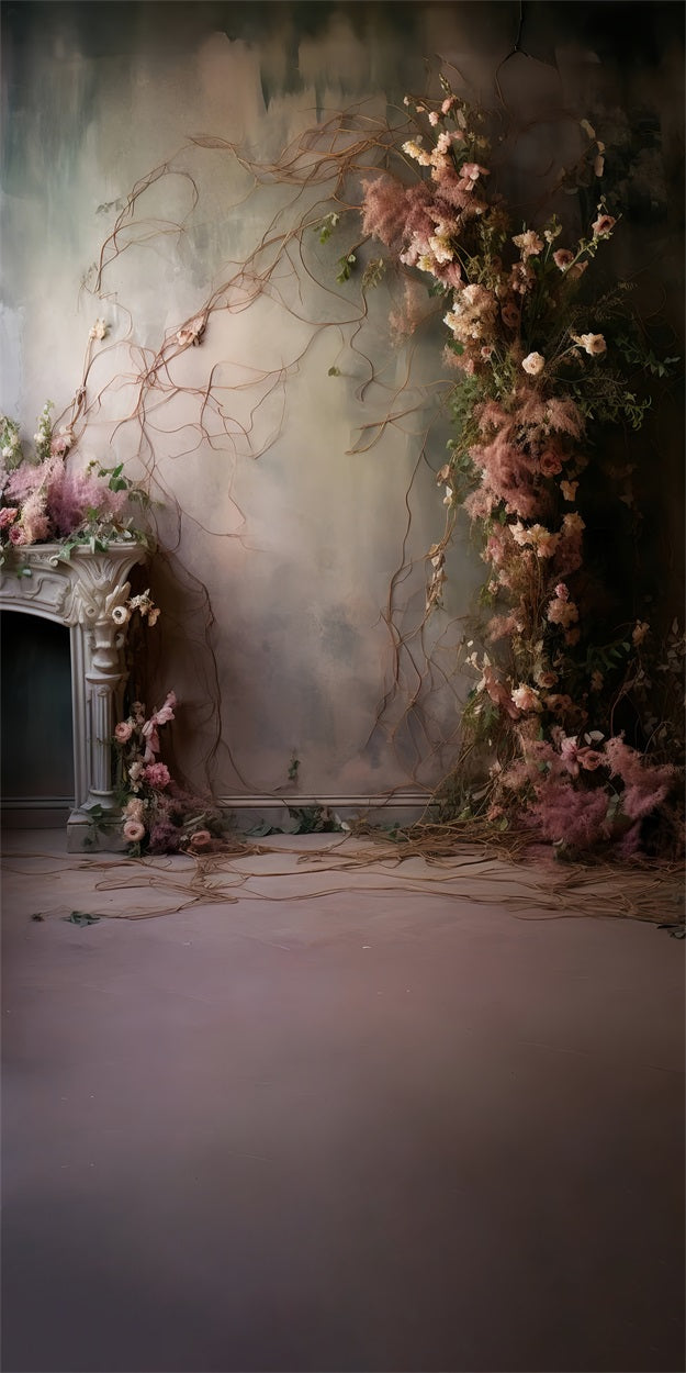 Pink Floral Wall Sweep Fine Art Backdrop BRP10-552