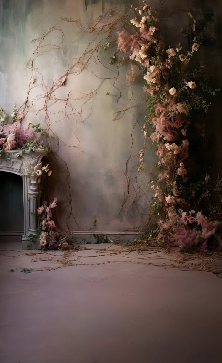 Pink Floral Wall Sweep Fine Art Backdrop BRP10-552