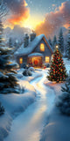 Snowy Christmas Eve Sweep Cabin Light Backdrop BRP10-553