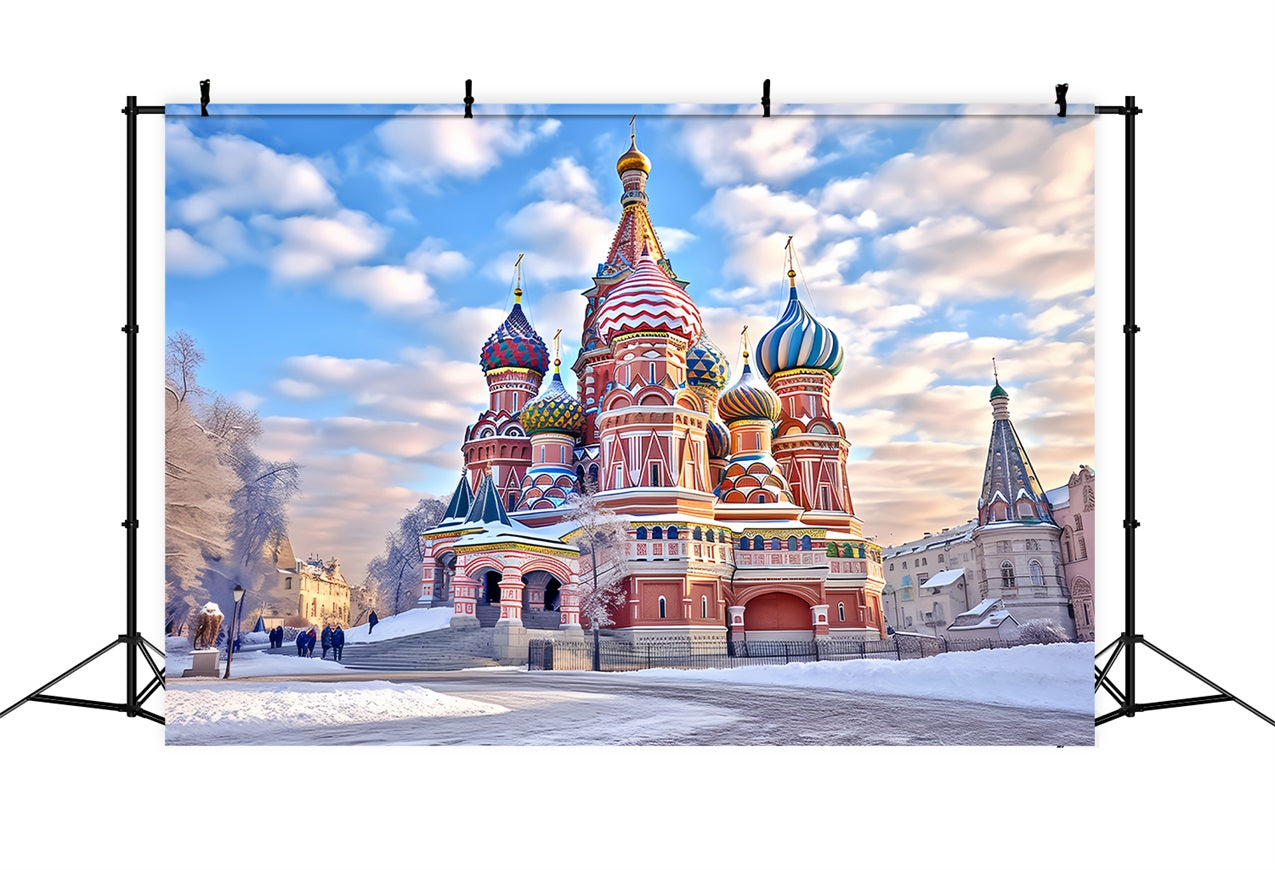 Winter Colorful Domes Saint Basil Cathedral Backdrop BRP10-57