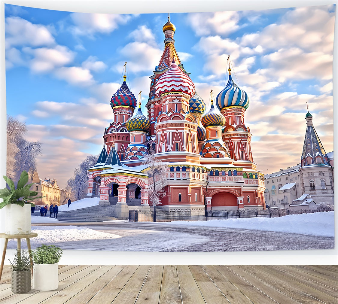 Winter Colorful Domes Saint Basil Cathedral Backdrop BRP10-57