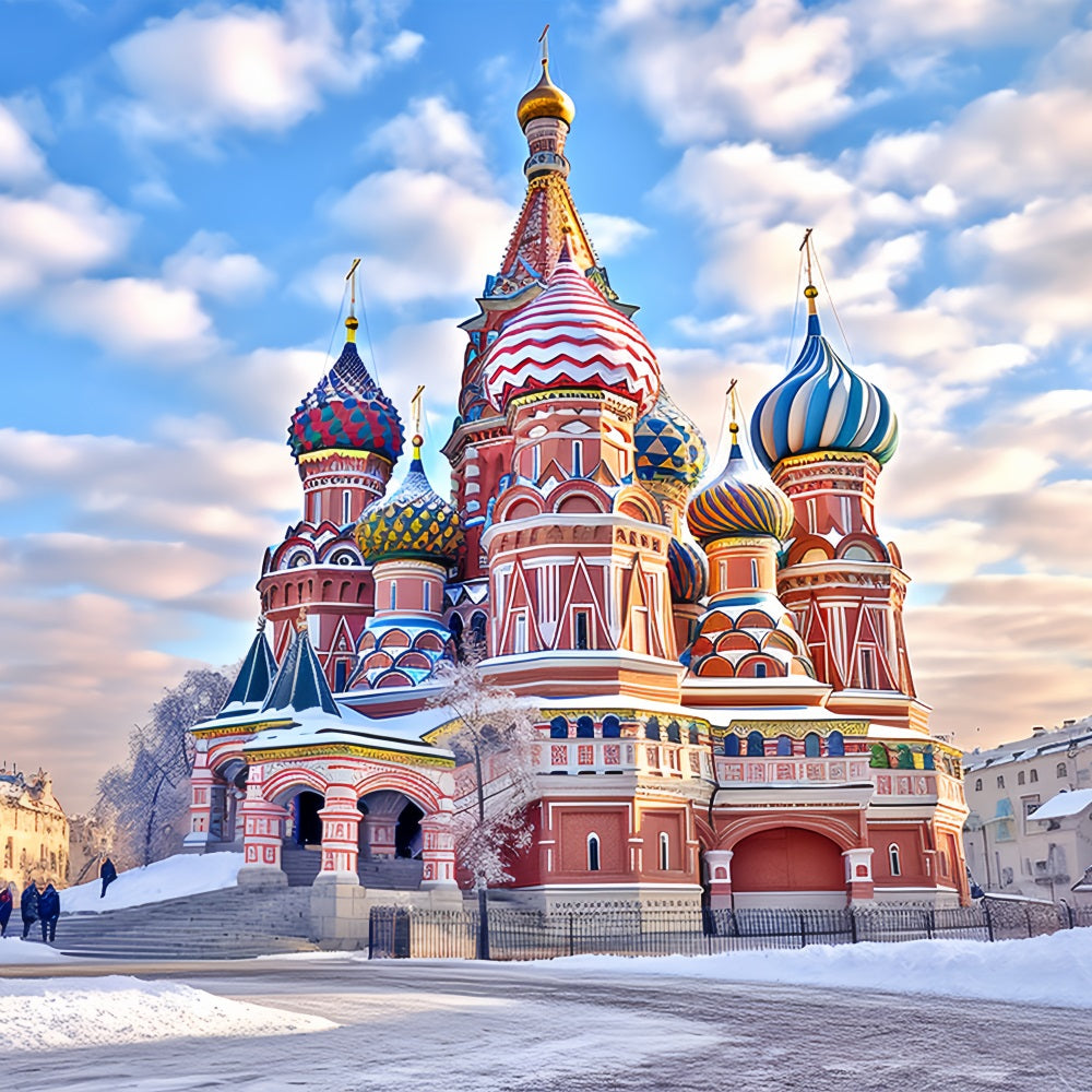 Winter Colorful Domes Saint Basil Cathedral Backdrop BRP10-57