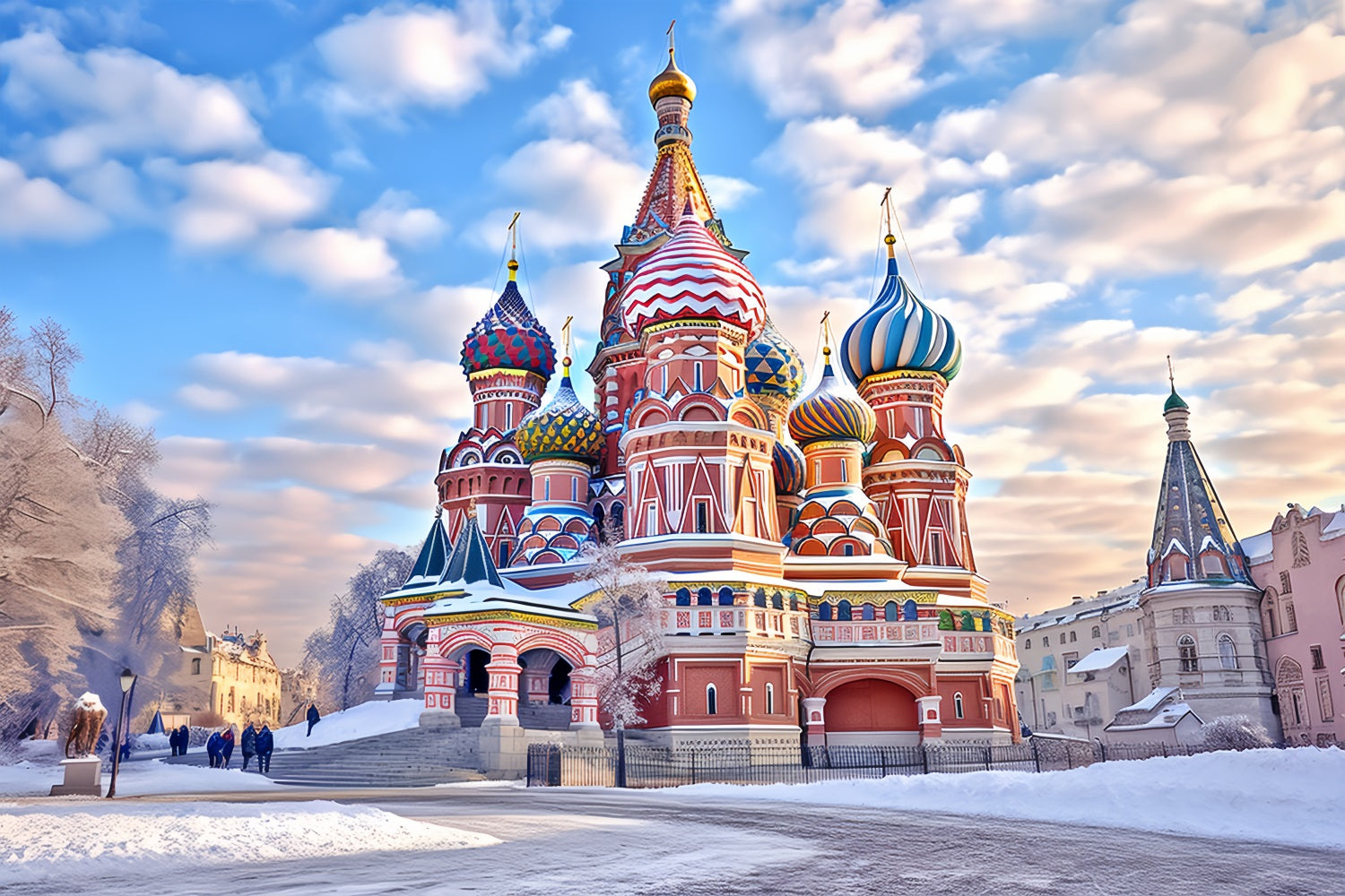 Winter Colorful Domes Saint Basil Cathedral Backdrop BRP10-57