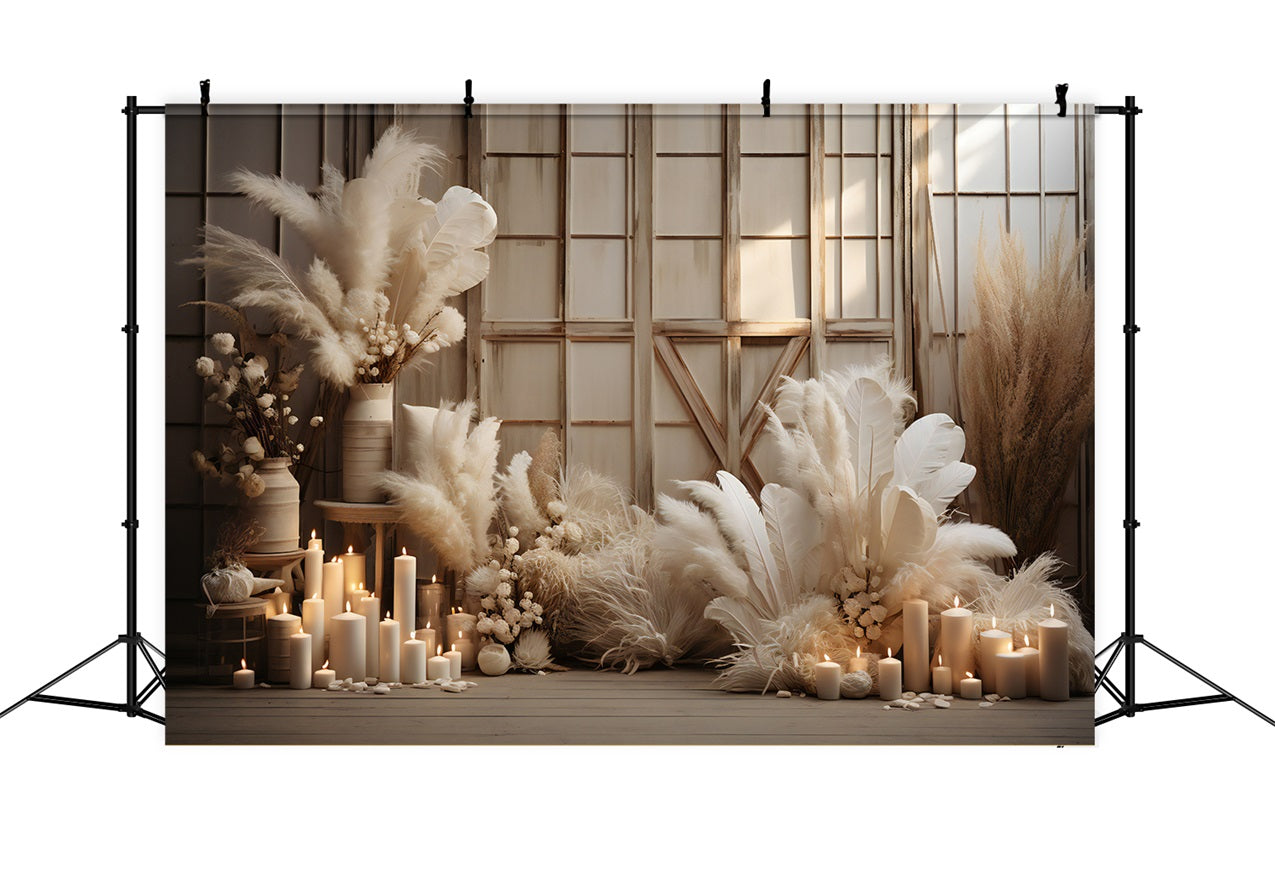 Boho Backdrop Pampas Feather Decor Backdrop BRP10-575