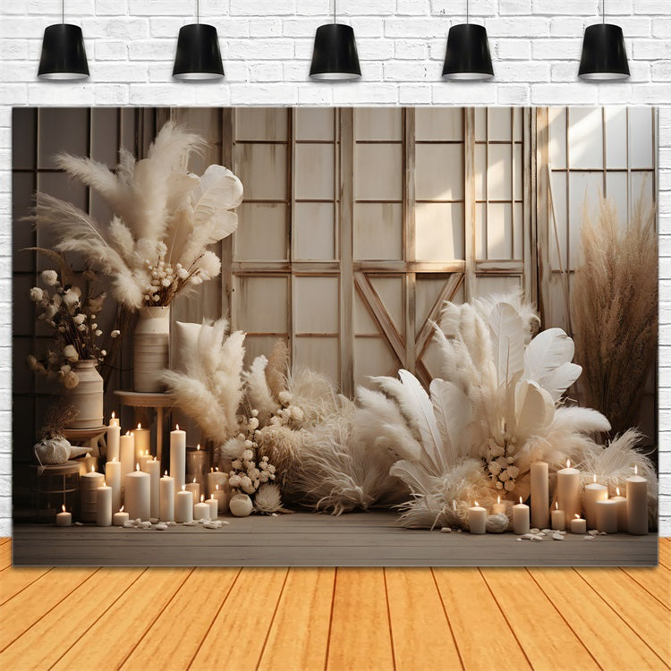 Boho Backdrop Pampas Feather Decor Backdrop BRP10-575