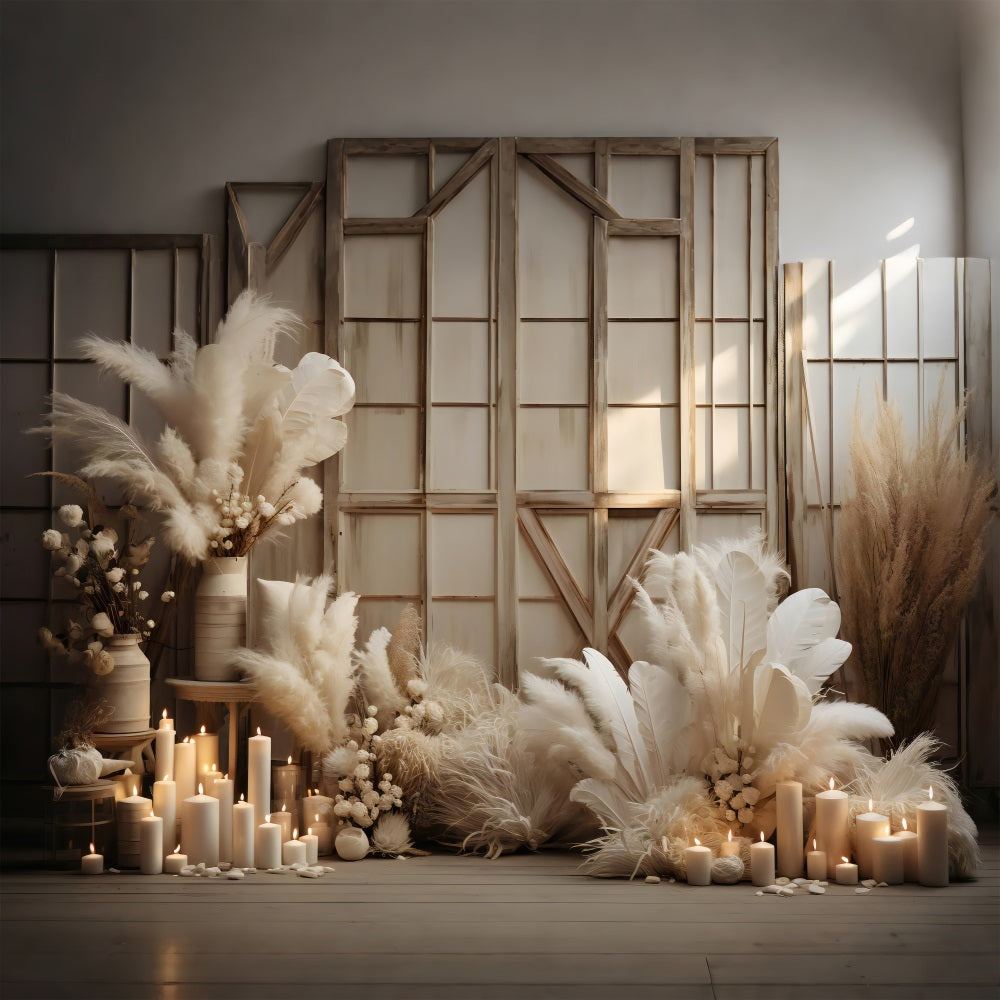 Boho Backdrop Pampas Feather Decor Backdrop BRP10-575