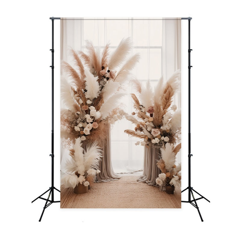 Boho Backdrop Ideas Pampas Roses Drapes Backdrop BRP10-576