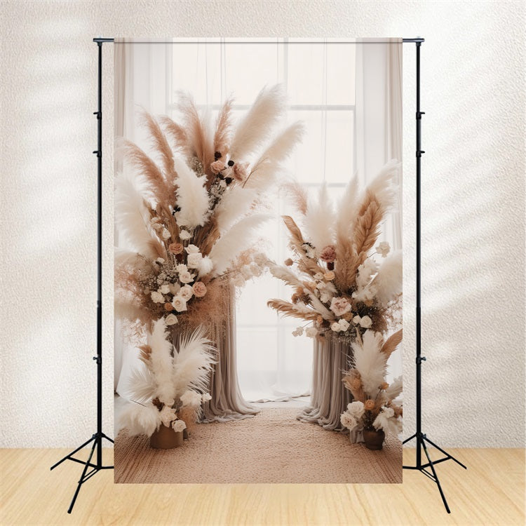 Boho Backdrop Ideas Pampas Roses Drapes Backdrop BRP10-576