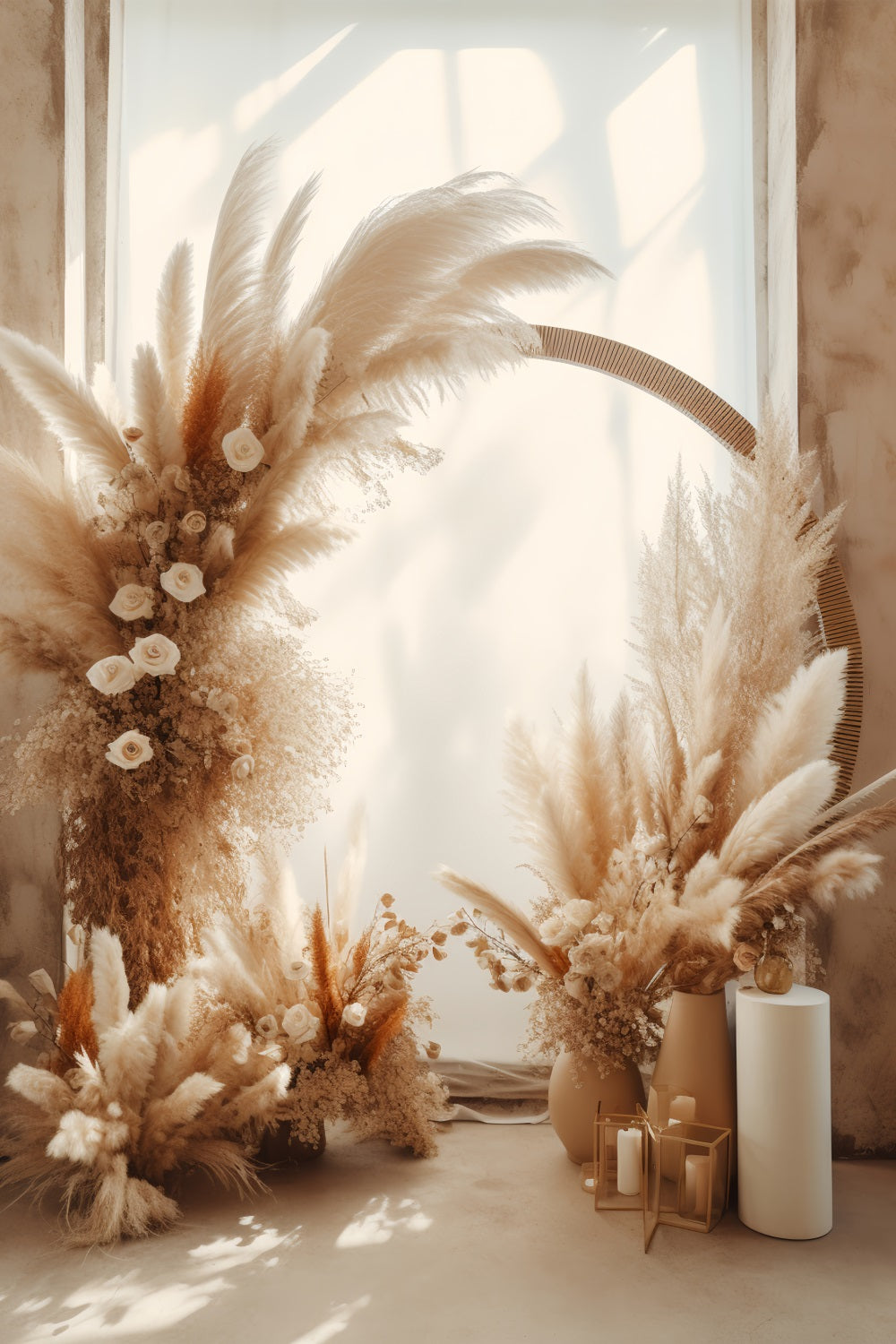 Boho Backdrops Pampas Floral Arrangement Backdrop BRP10-577