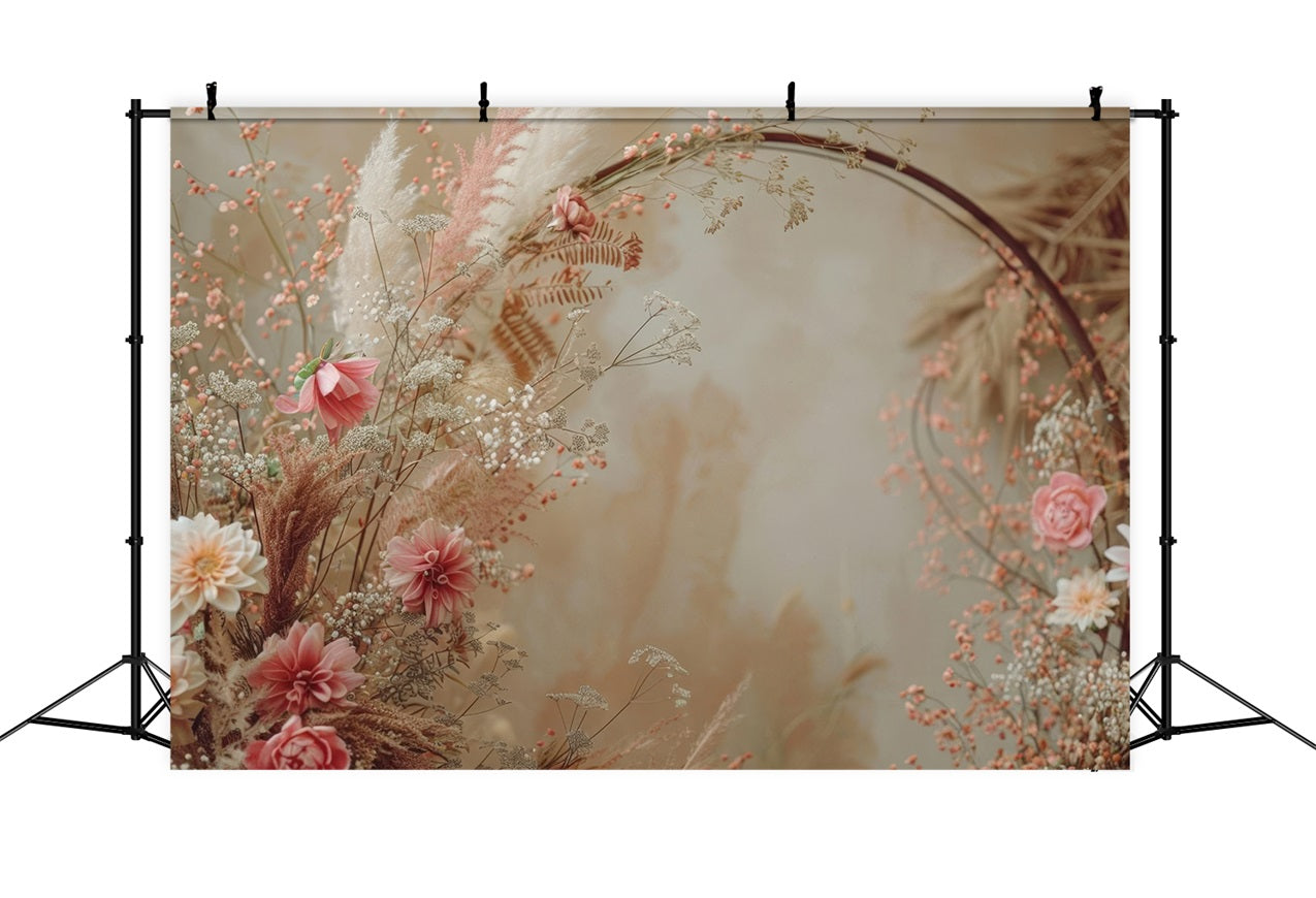 Boho Floral Backdrop Pink Pampas Display Backdrop BRP10-579