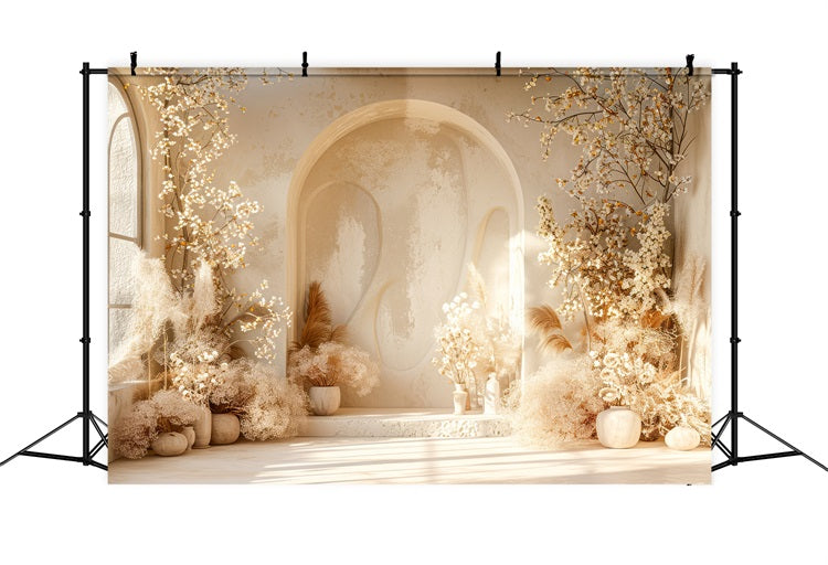 Warm Floral Arch Pampas Boho Backdrop BRP10-58