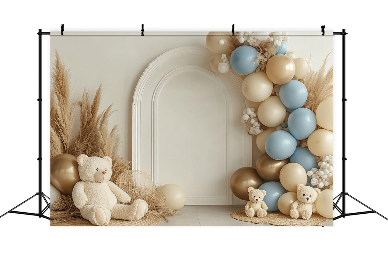 Boho Balloon Backdrop Arch Bears Pampas Backdrop BRP10-581