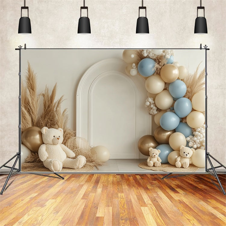 Boho Balloon Backdrop Arch Bears Pampas Backdrop BRP10-581