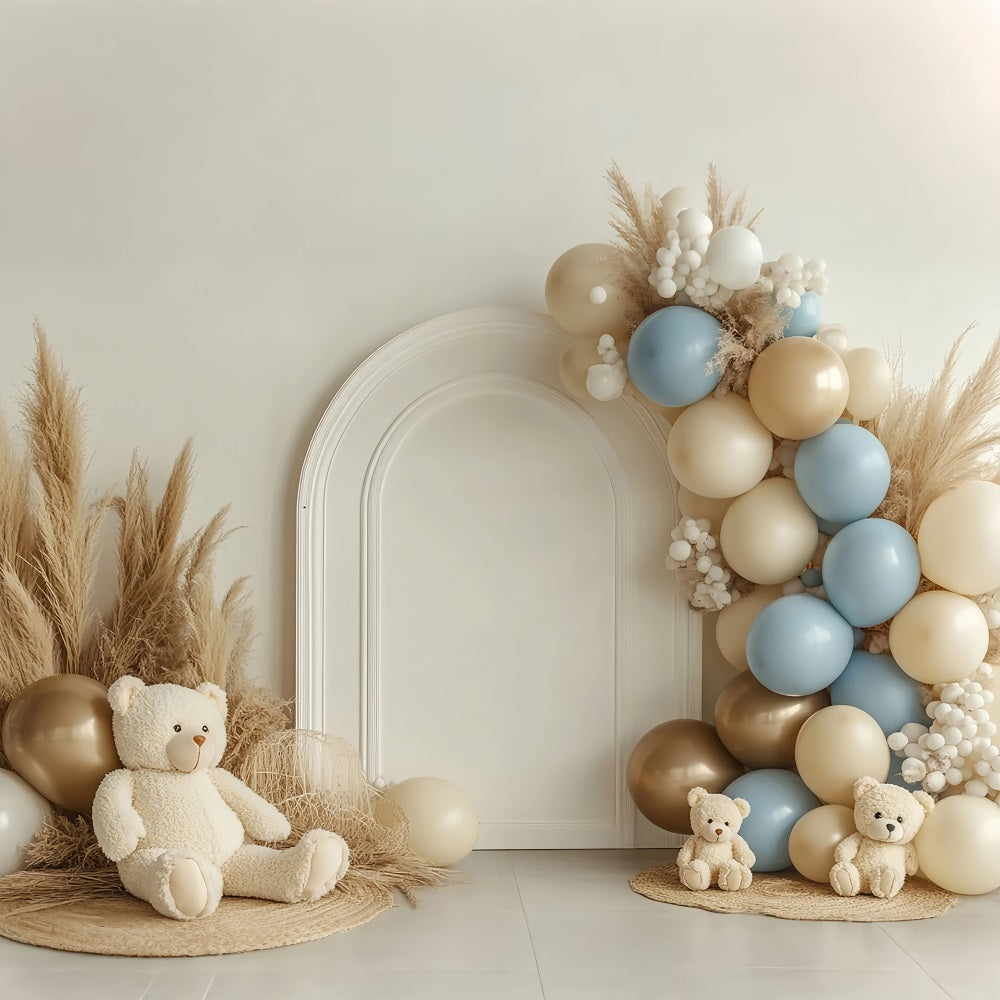 Boho Balloon Backdrop Arch Bears Pampas Backdrop BRP10-581