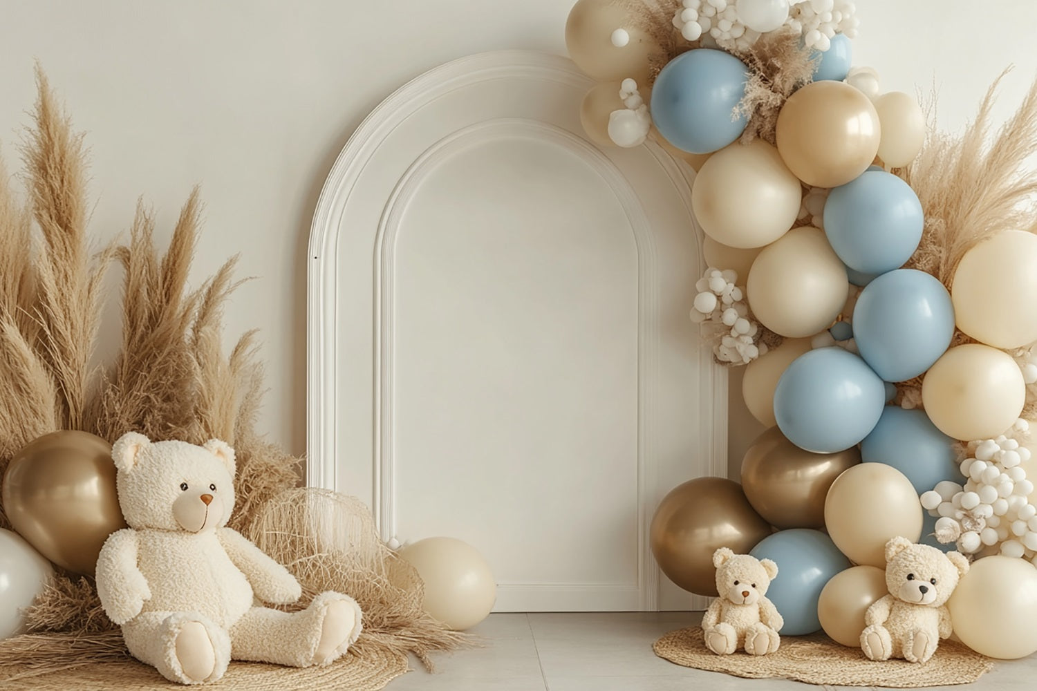 Boho Balloon Backdrop Arch Bears Pampas Backdrop BRP10-581