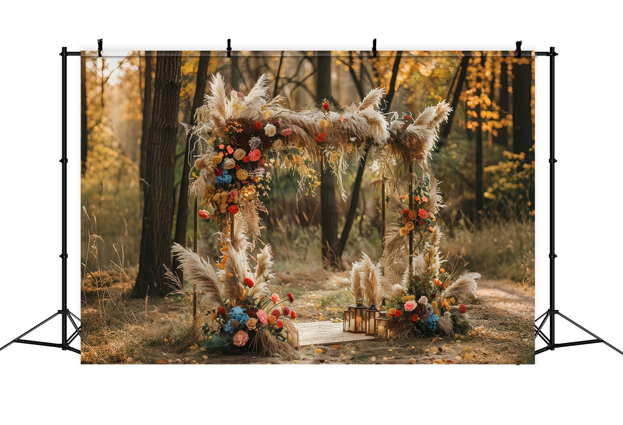 Boho Backdrop Design Autumn Flower Arch Backdrop BRP10-589