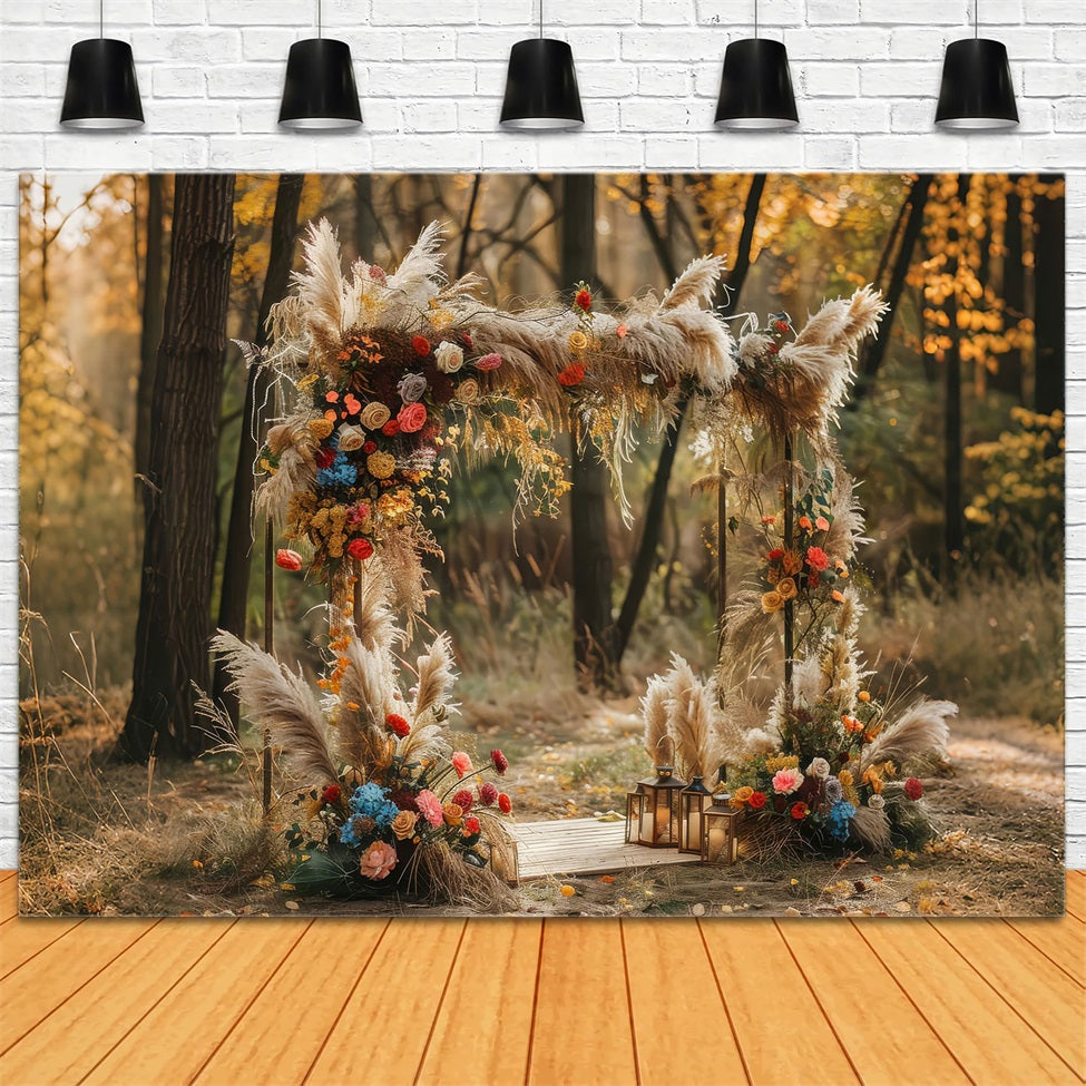 Boho Backdrop Design Autumn Flower Arch Backdrop BRP10-589