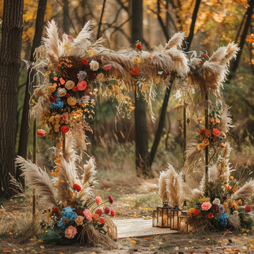 Boho Backdrop Design Autumn Flower Arch Backdrop BRP10-589