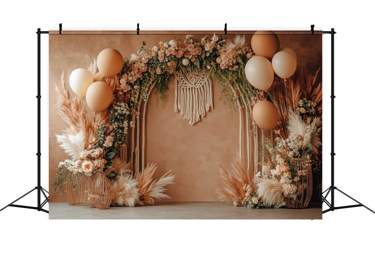 Boho Floral Backdrops Macrame Accent Balloons Backdrop BRP10-590