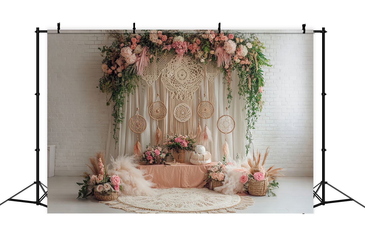 Boho Wall Art Backdrop Dreamcatcher Floral Backdrop BRP10-591