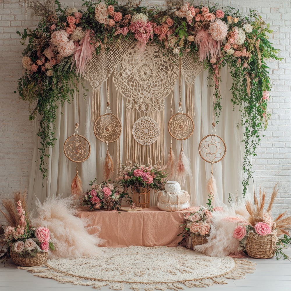 Boho Wall Art Backdrop Dreamcatcher Floral Backdrop BRP10-591