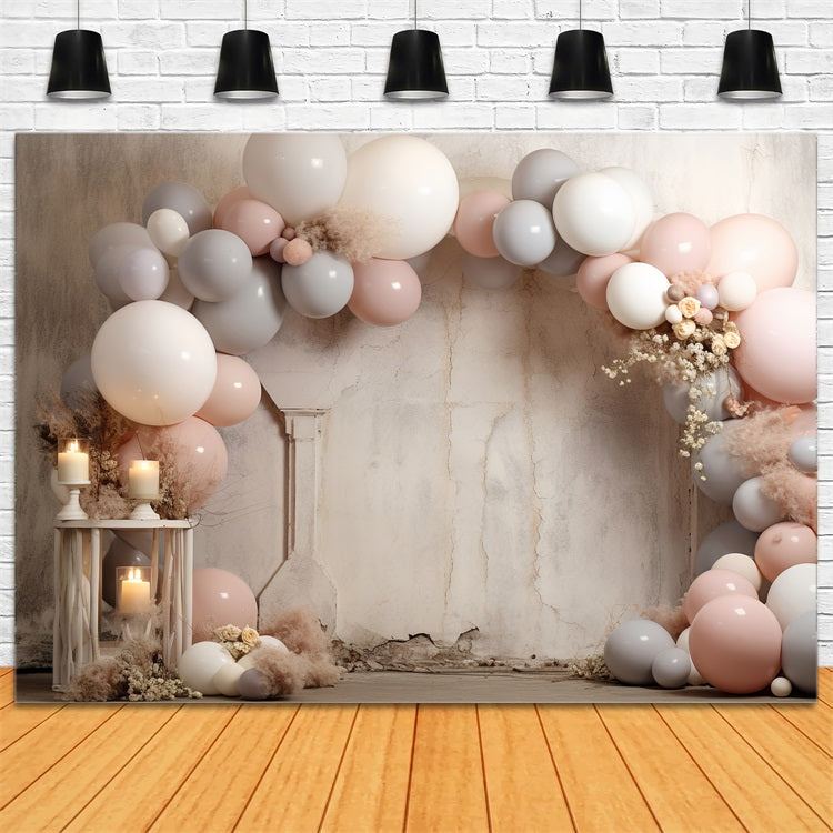 Boho Balloon Backdrops Vintage Wall Candles Backdrop BRP10-592