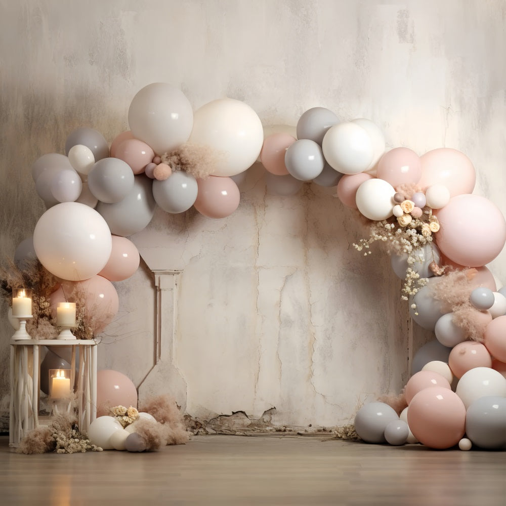 Boho Balloon Backdrops Vintage Wall Candles Backdrop BRP10-592