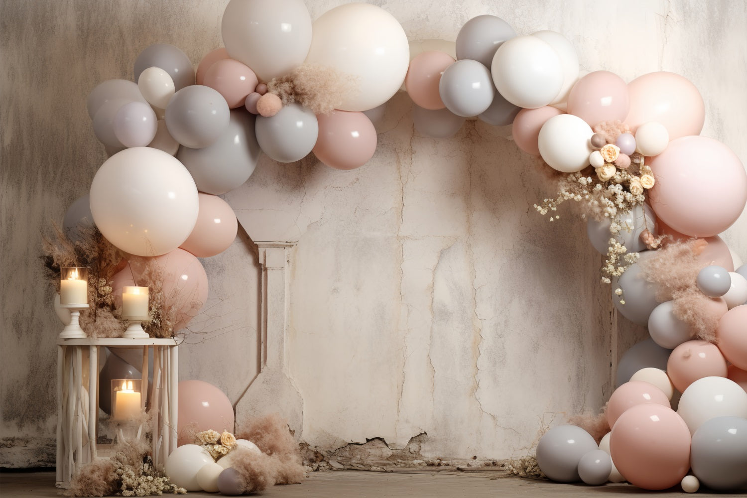 Boho Balloon Backdrops Vintage Wall Candles Backdrop BRP10-592