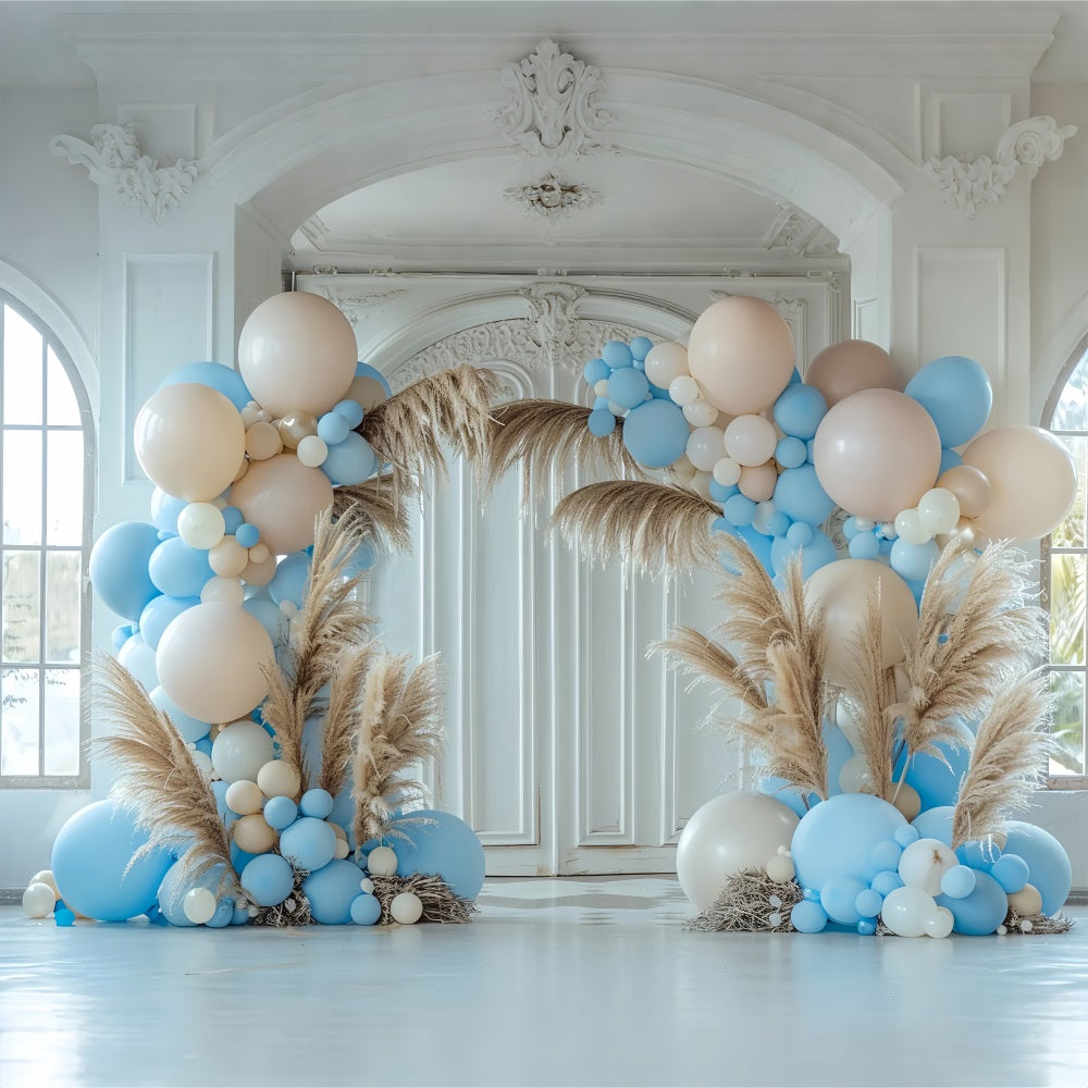 Bohemian Theme Backdrop Tropical Balloon Palm Backdrop BRP10-593