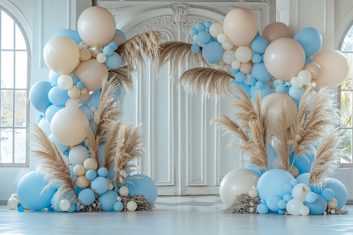 Bohemian Theme Backdrop Tropical Balloon Palm Backdrop BRP10-593