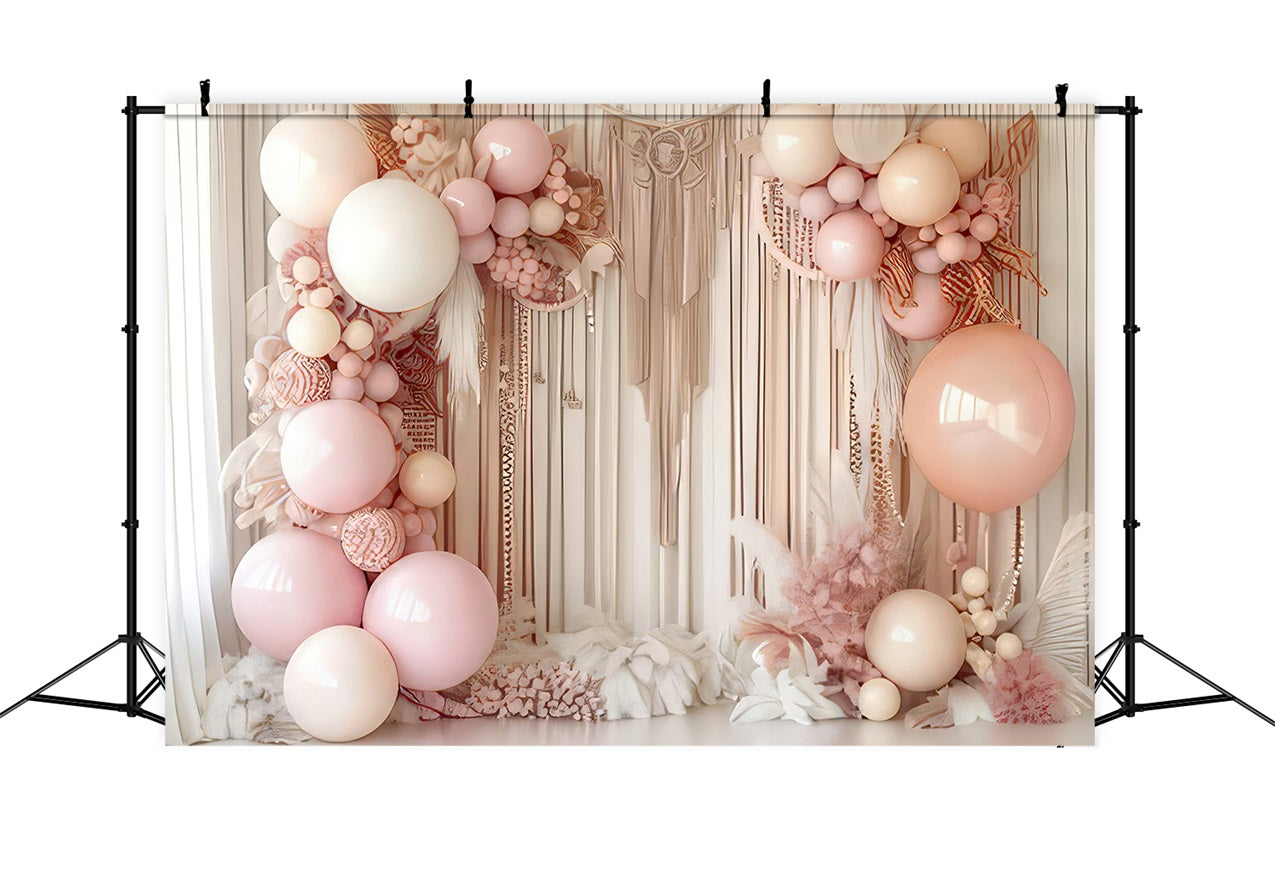 Backdrop Design Boho Macrame Balloons Floral Backdrop BRP10-595