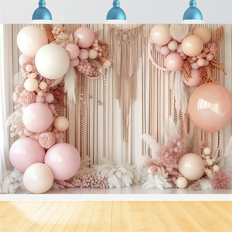 Backdrop Design Boho Macrame Balloons Floral Backdrop BRP10-595