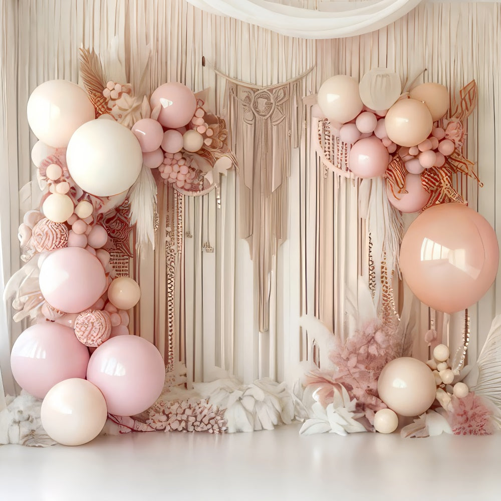 Backdrop Design Boho Macrame Balloons Floral Backdrop BRP10-595