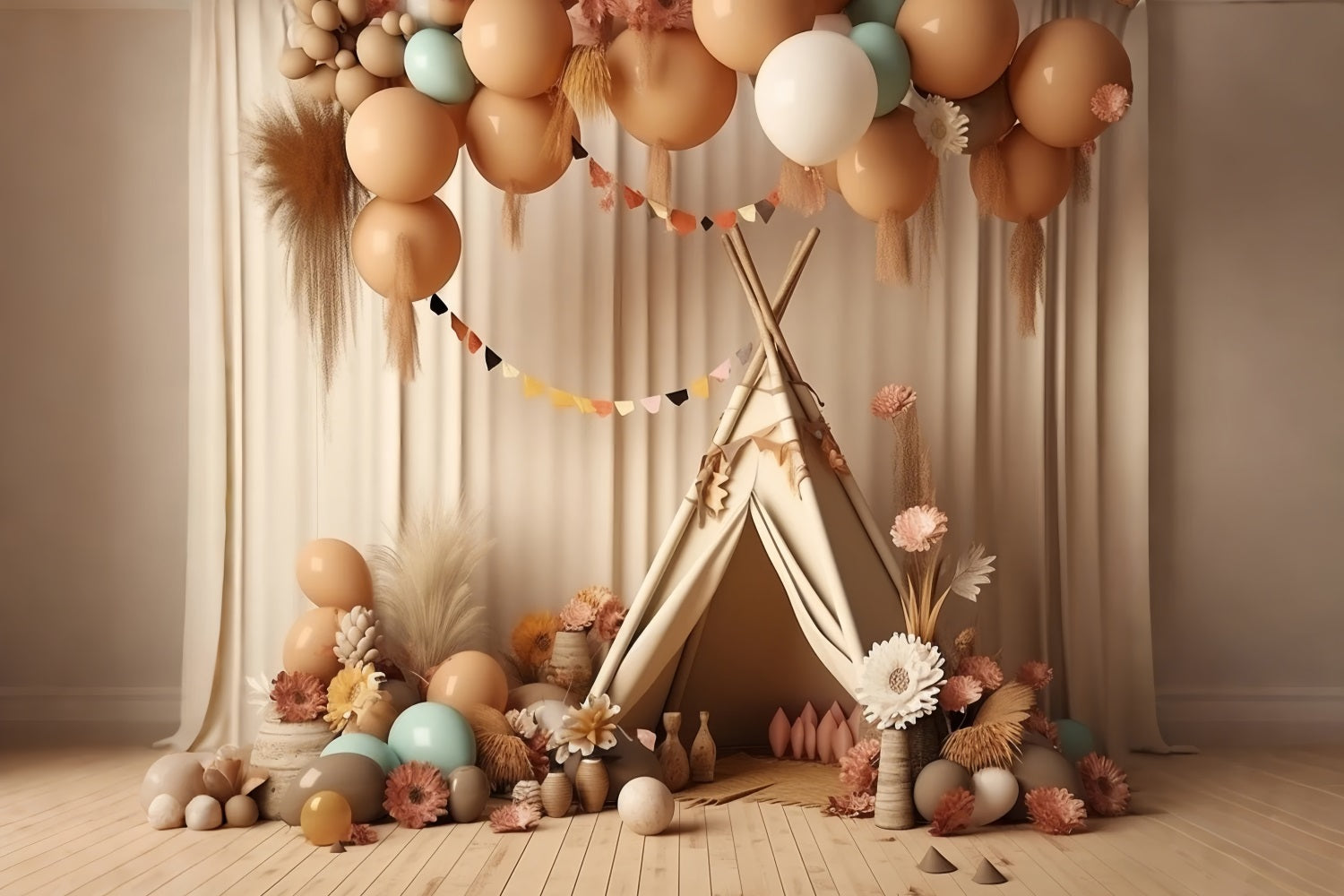 Boho Backdrops Diy Teepee Balloon Party Backdrop BRP10-597