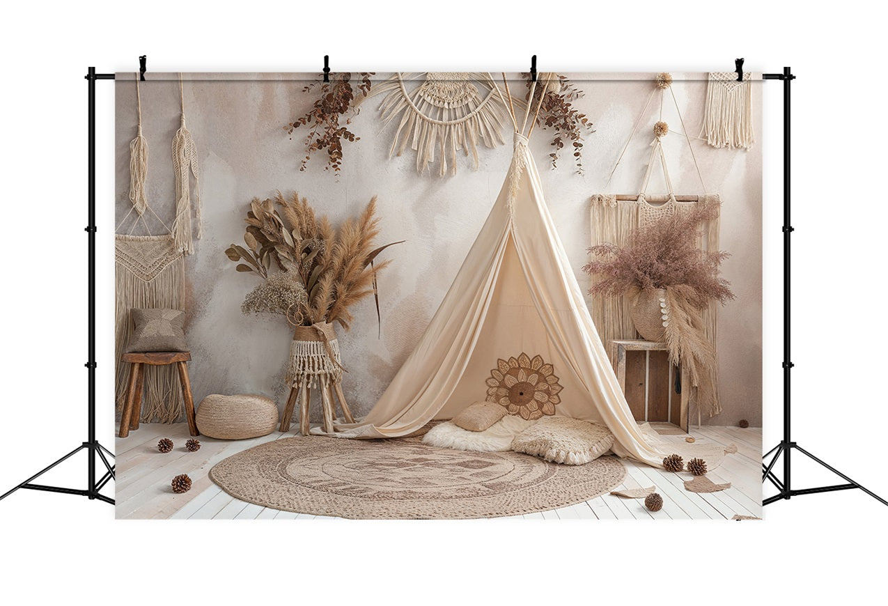 Bohemian Backdrops Teepee Macrame Details Backdrop BRP10-598