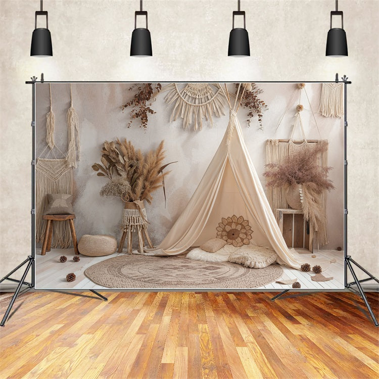 Bohemian Backdrops Teepee Macrame Details Backdrop BRP10-598