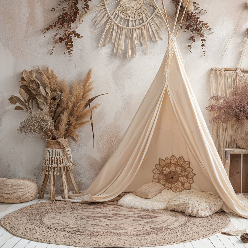 Bohemian Backdrops Teepee Macrame Details Backdrop BRP10-598