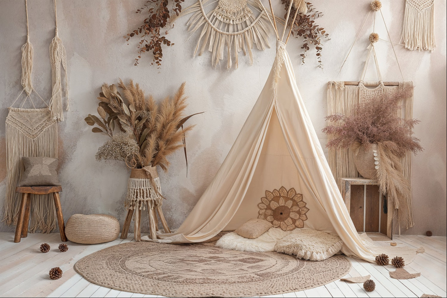 Bohemian Backdrops Teepee Macrame Details Backdrop BRP10-598