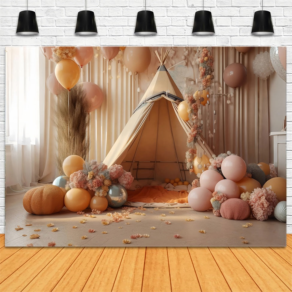 Bohemian Party Backdrops Balloon Floral Teepee Backdrop BRP10-599