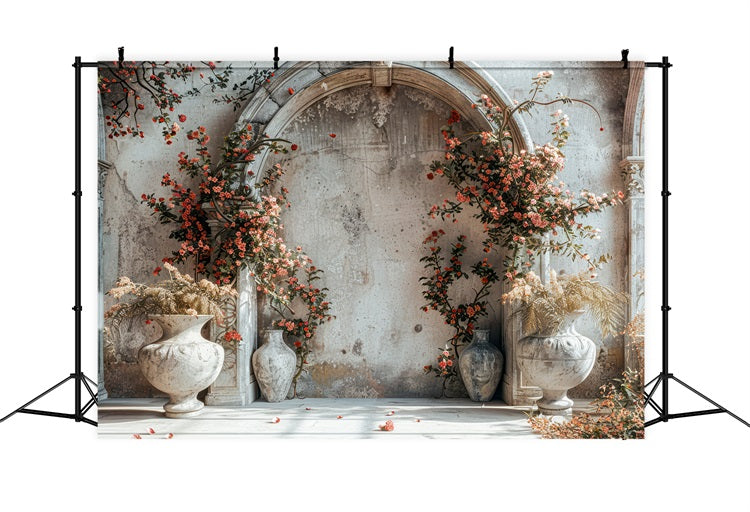 Romantic Archway Red Blossoms Boho Backdrop BRP10-60