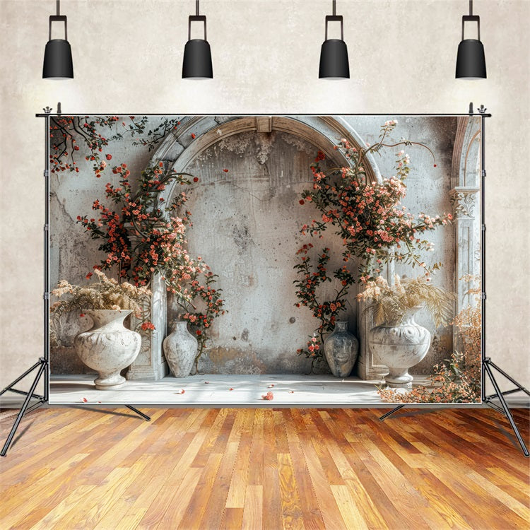 Romantic Archway Red Blossoms Boho Backdrop BRP10-60