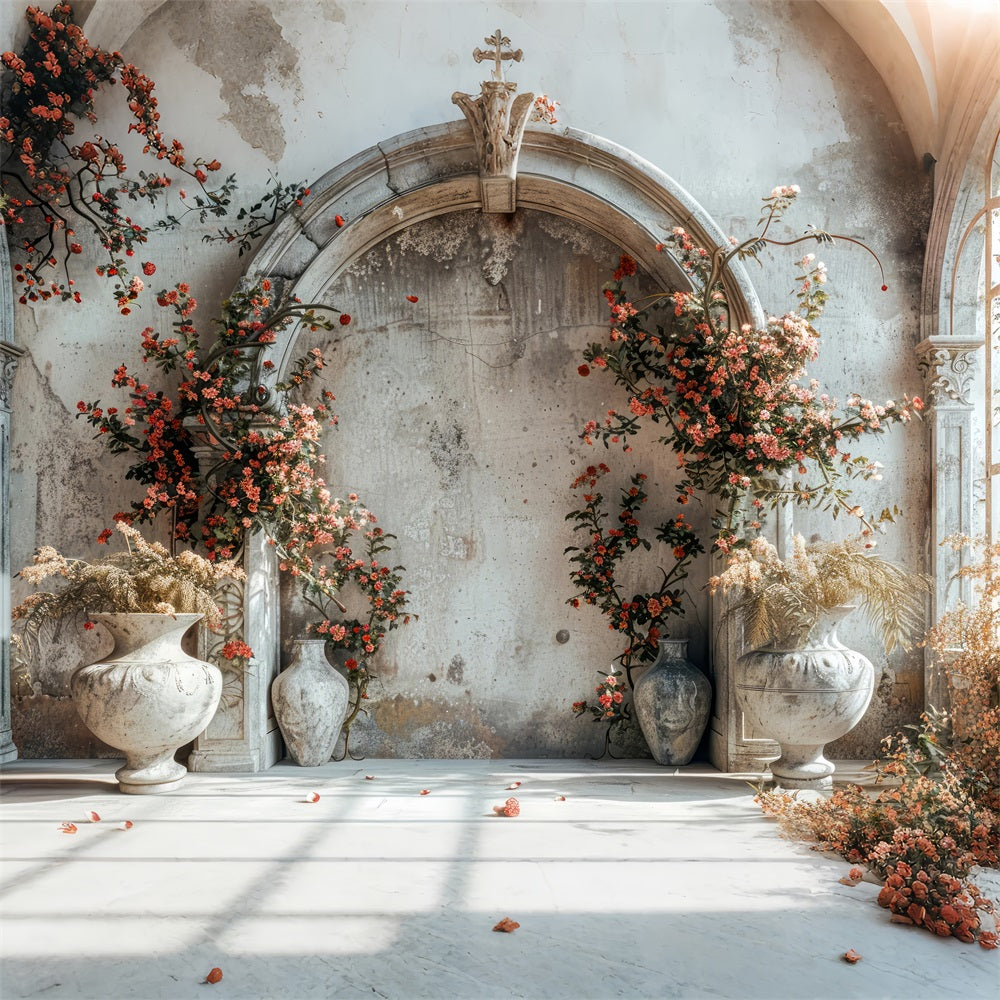 Romantic Archway Red Blossoms Boho Backdrop BRP10-60