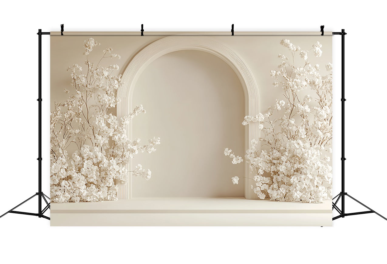 Simple Bohemian Backdrop White Blossoms Arched Backdrop BRP10-600