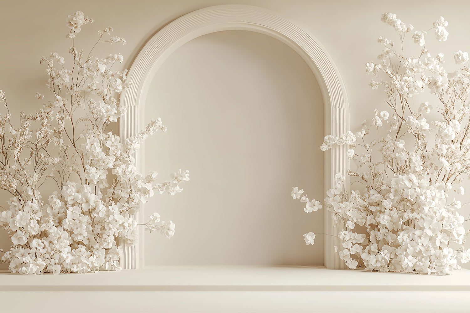 Simple Bohemian Backdrop White Blossoms Arched Backdrop BRP10-600