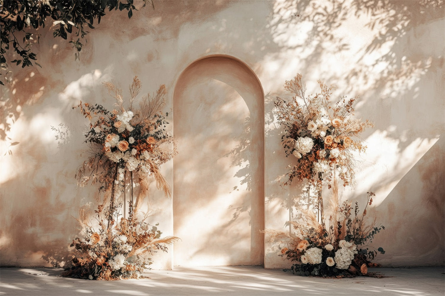 Warm Beige Archway Floral Boho Backdrop BRP10-61